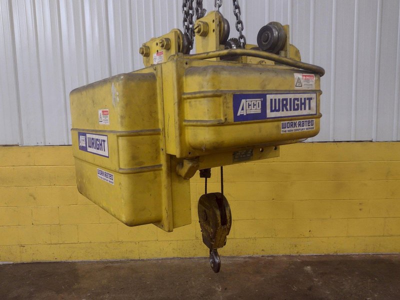 2000 LBS X 36' LIFT ACCO WRIGHT POWERED CABLE HOIST WITH POWERED TROLLEY : STOCK #14984