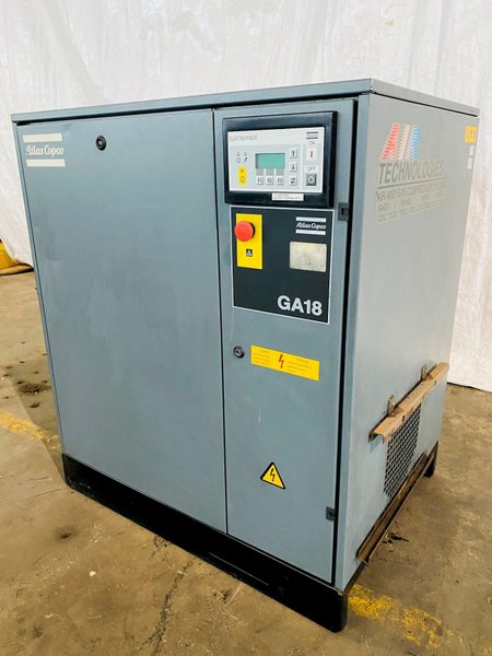 25 HP ATLAS-COPCO GA-18 ROTARY SCREW AIR COMPRESSOR. STOCK # 0633521