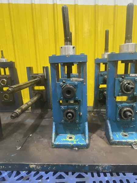 4 STAND X 1.5&quot; X 11&quot; YODER ROLLFORMER STANDS ON 6 STAND RAFTED BASE: STOCK #16781