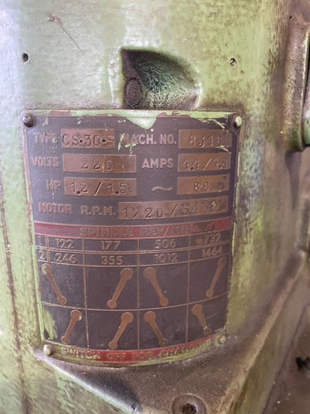 BOICE CRANE Column Drill Press, Model: GS30/2