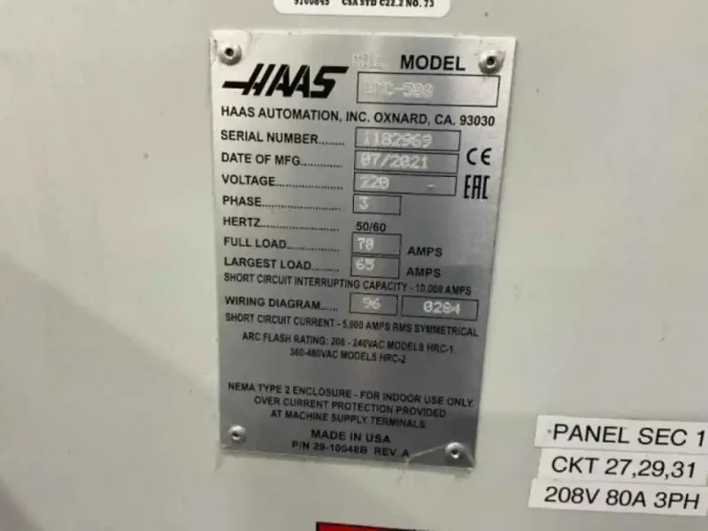 2021 Haas UMC-500 5-Axis CNC Universal Machining Center