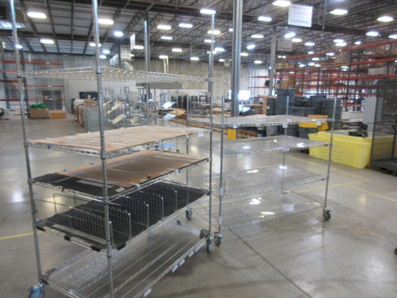 Uline Rolling Metal Wire Carts, (2) - 58" x 36" x 102" &amp; 71" x 36" x 69"- Auction Item