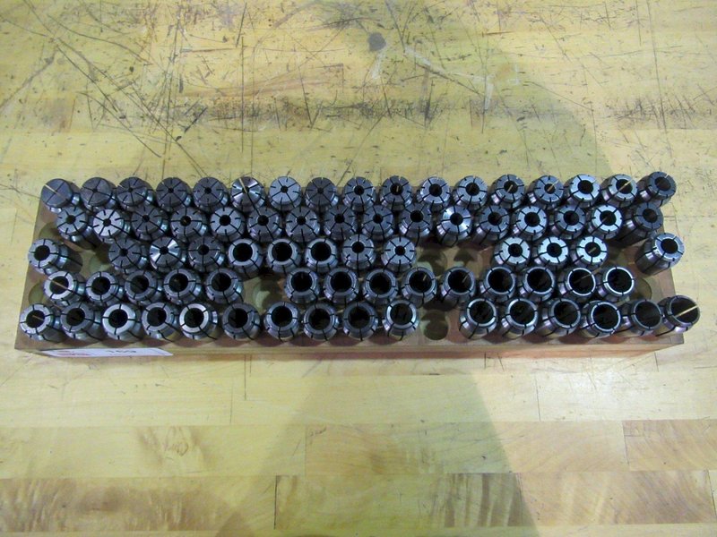 CAT 40 TSD Collet Tool Holders with assorted TSD Flex Collets in Wooden Rack- Auction Item