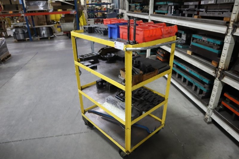 Die Clamping Hardware for PResses, Step Clamps on Steel Cart- Auction Item
