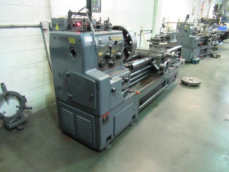Hwacheon HL580 28/39&quot; x 79&quot; Gap Bed Engine Lathe,  2-Axis DRO, Geared Head, 19-1/2&quot; Chuck, 3&quot; Hole, (2) Steady Rests, QC Tool Post, Tailstock- Auction Item