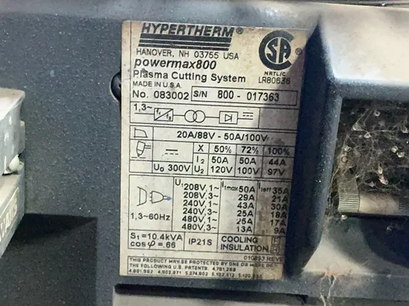 Hypertherm Powermax  800 Plasma Cutting System  - 083002