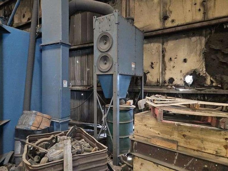 Viking 6&#039; swing table blast cleaning system with Micro Air cartridge dust collector, 2- direct drive shot wheels