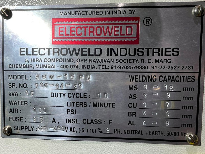 Electroweld Model RBW-15PN Pneumatic Rod Butt Welder - Brand New!