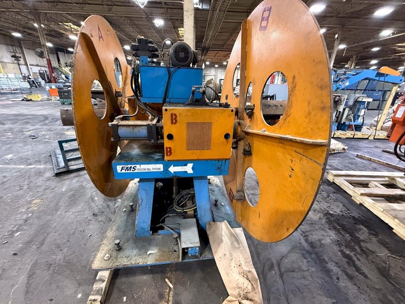 10,000 LBS FMS (FREEDOM MILL SYSTEMS) MODEL #UCD-550 DOUBLE END UNCOILER / COIL REEL: YOBRO #24900