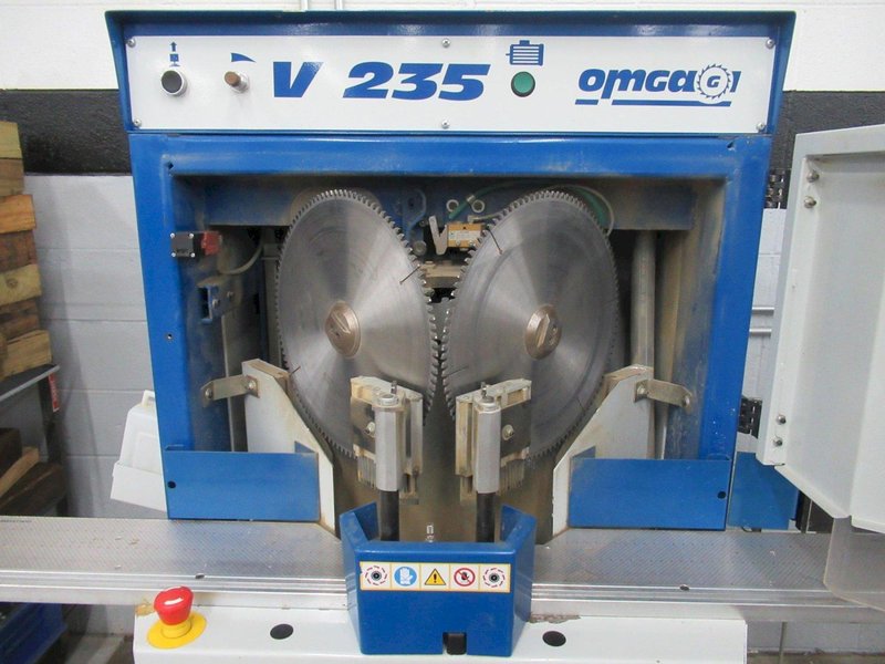 OMGA V235FNC Double Mitre Circular Saw, 90 Degree Fixed, FP2000 Programmable Work Stop, 350mm Blade