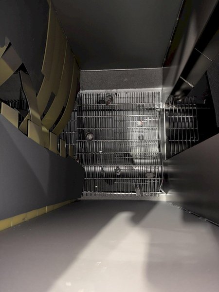 36" x 48" x 8 WHEEL PANGBORN ROTOBLAST PASS THROUGH HANGING CONVEYOR SHOT BLAST MACHINE: YOBRO #24717