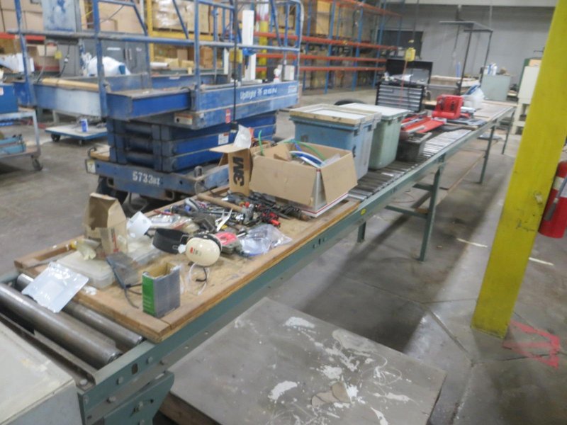 Hytrol Roller Conveyor Tables - (3) 10&#039; Long x 2&#039; Wide, Adjustable Height- Auction Item