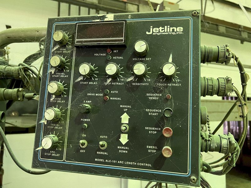 20&#039; RANSOME RAIL MOUNTED WELDING MANIPULATOR WITH LINCOLN WELDERS: STOCK #17950