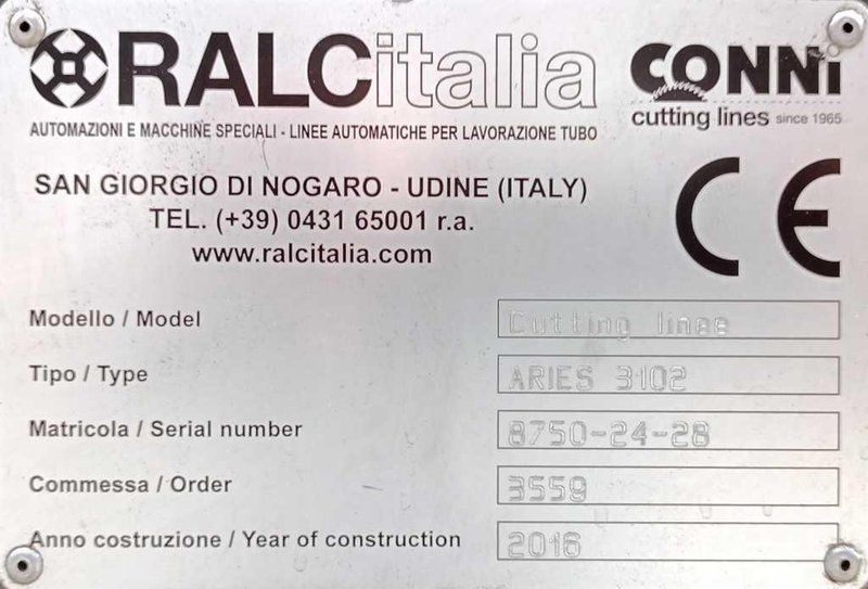 Tube Cutoff Line, Ralc Conni Italia STOCK #2950