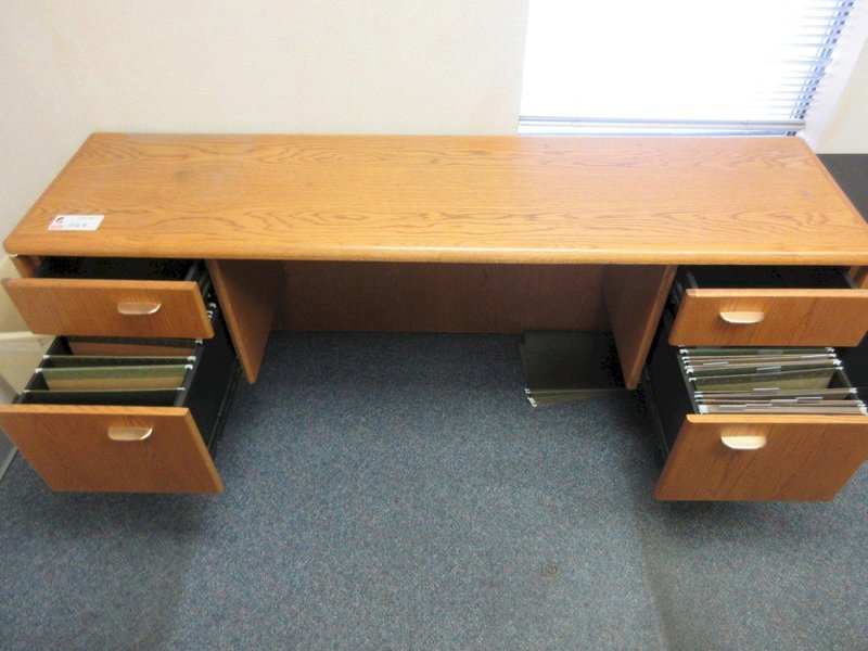 Wooden Office Main Desk and Rear Desk- Auction Item
