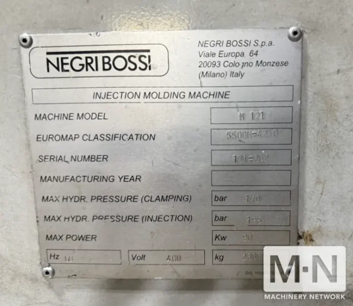 605 TON 83 OZ NEGRI BOSSI MODEL V550 CANBIO INJECTION MOLDING MACHINE MFG 2014