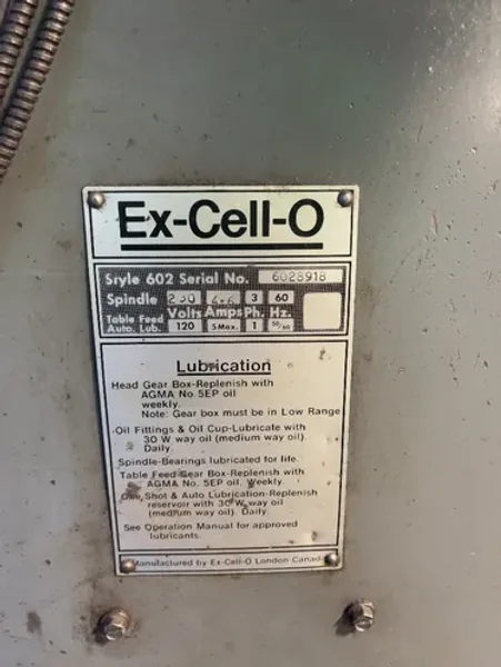 EX-CELL-O 42” X 9” VERTICAL MILL  -  602