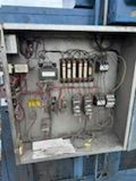 Grieve model belt conveyor core oven rated at 200 degree f, 460 volt, 20 kw, s/n 650167, 232" center belt, 15" tall opening, 24" belt, 1.16 ft/min.