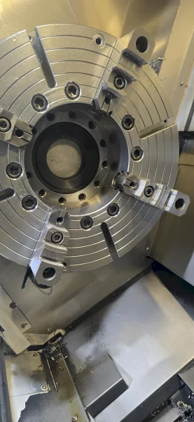 2013 MIGHTY VT40B+M/2000 CNC LATHE CAXIS LIVE TOOLING WITH 7.4" BAR CAPACITY &amp; (2) 24" CHUCKS