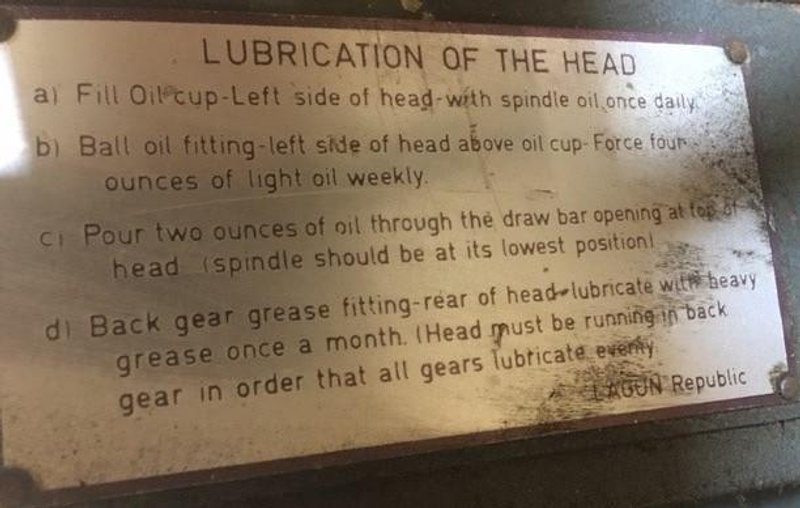 LAGUN REPUBLIC VERTICAL MILL HEAD STOCK #2928