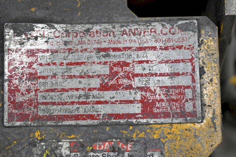 2013 900 LBS ANVER MODEL #VPF-57-AC-L3P/6P VACUUM SHEET LIFTER: YOBRO #24599