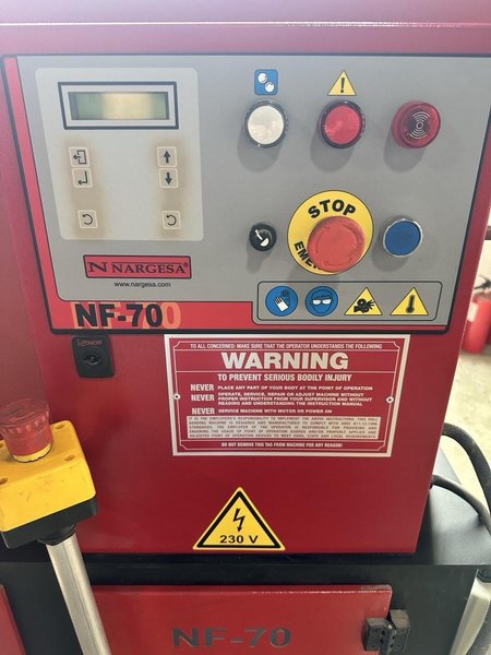 Nargesa NF-70 End Hot Wrought Iron Machine, 2014 – Digital Control, Adjustable Back Gauge, Standard Tooling