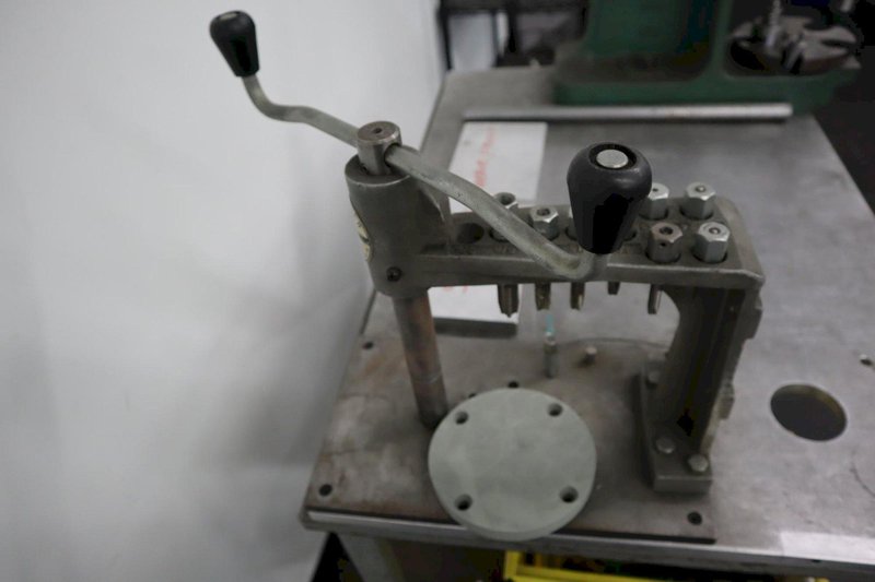 Press and Tapping Station on Rolling Cart, wiith Dake Arbor Press No.1, and EZ-Tapper Manual Hand Tapper- Auction Item