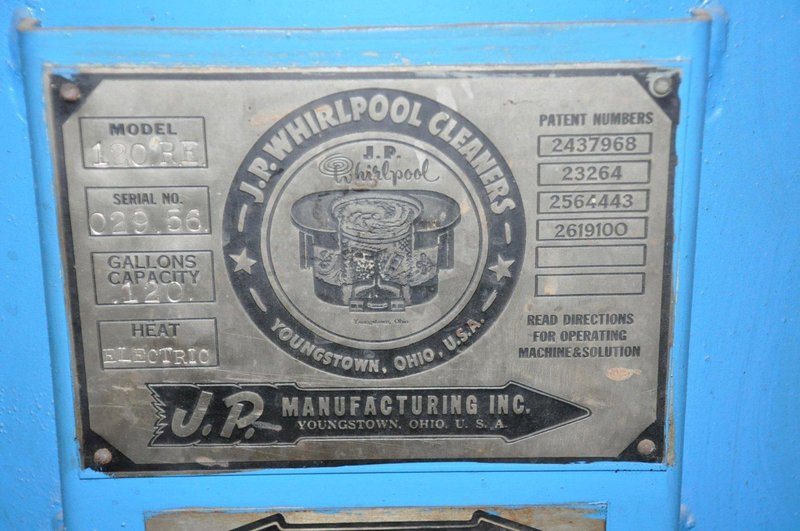 120 GALLON J.P. WHIRLPOOL 120.R.E. ELECTRIC PARTS WASHER. STOCK # 1053322
