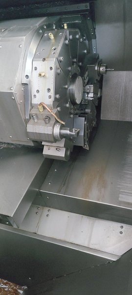 FUJI TNW-35TR 6-AXIS TWIN SPINDLE LIVE TOOL LATHE W/ GANTRY LOADER, 2007- Twin Turrets, 8″ Chucks x2