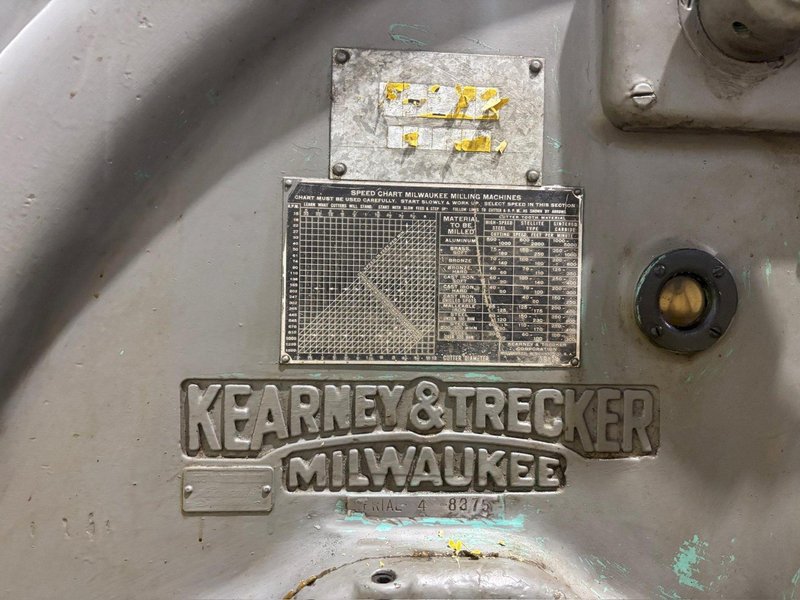 #3 KEARNEY &amp; TRECKER MILWAUKEE MODEL #3 VERTICAL MILLING MACHINE 64" x 13" x 10 HP: YOBRO #24458
