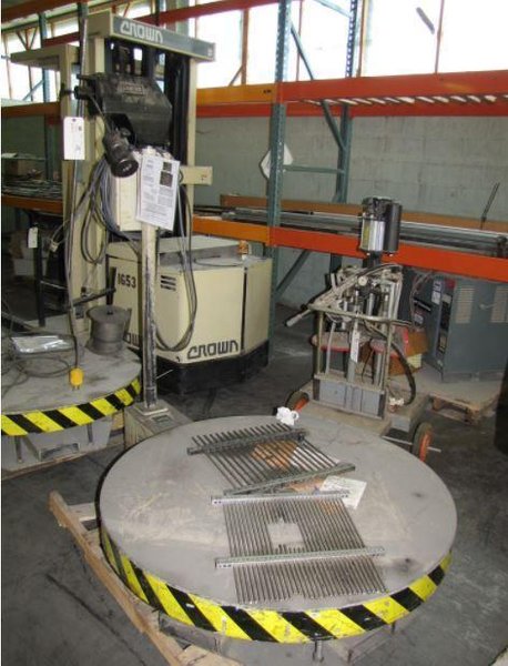 5000 LB 2.5 TON X 42" DURANT TOOL MODEL R50-25 MOTORIZED HORIZONTAL COIL REEL PALLET DECOILER: STOCK #13481