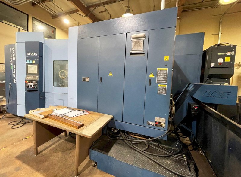 Matsuura HPlus-500 PC2 Horizontal Machining Center 2016 Fanuc 31i Control CT50 Big Plus Spindle 15,000 RPM 245 Tools On 245 Base ATC Full 4th Axis Renishaw NC4 Tool Setter ATS Through Spindle Coolant Cooljet 1000 PSI Chip Conveyor