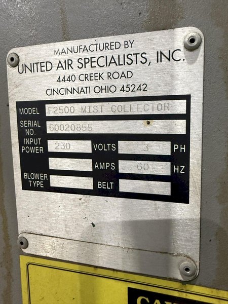 2,500 CFM UAS DUST-HOG MODEL F2500 MIST COLLECTOR: YOBRO #24127