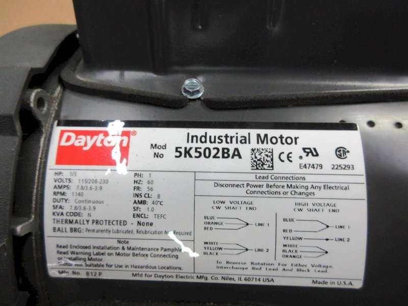 Dayton Electric Motor 5/8" Shaft 1140 RPM, *Appears New In Box*- Auction Item