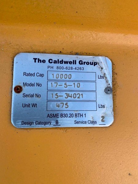 10,000 LBS X 128" X 10" CALDWELL MODEL #17-5-10 SPREADER BAR: YOBRO #24577