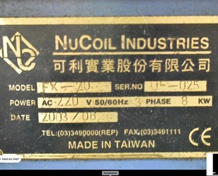 NUCOIL INDUSTRIES FX-20 7 AXIS HIGH SPEED CNC SPRING FORMER