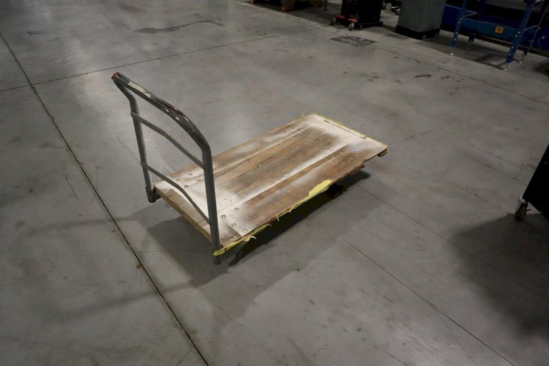 Rolling Flatbed Shop Cart with Wood Deck and Removable Handle- Auction Item