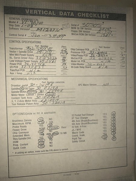 HAAS VF-7B/40 CNC Vertical Machining Center, New 2003.