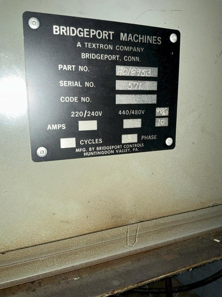 2 HP X 9" X 42" BRIDEPORT SERIES I VERTICAL RAM TYPE KNEE MILL DRO POWER FEEDS VARIABLE DRIVE: YOBRO #24264