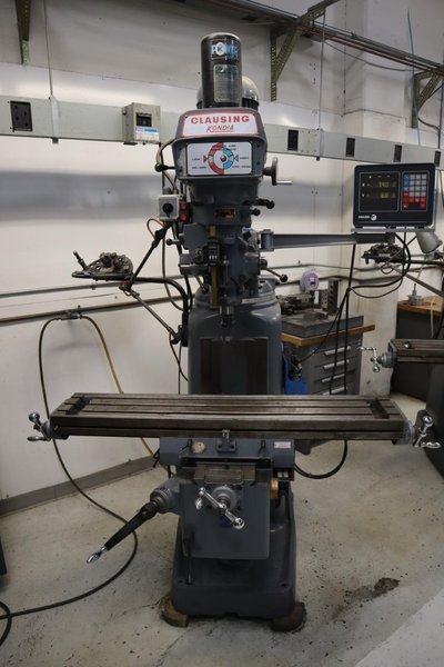 Clausing Kondia 9"x48" Knee Mill, Fagor 2-Axis DRO, Quill Feed, Kurt Power Drawbar- Auction Item
