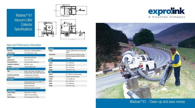 MADVAC MODEL 61-D LITTER &amp; DEBRIS VACUUM: YOBRO #24863