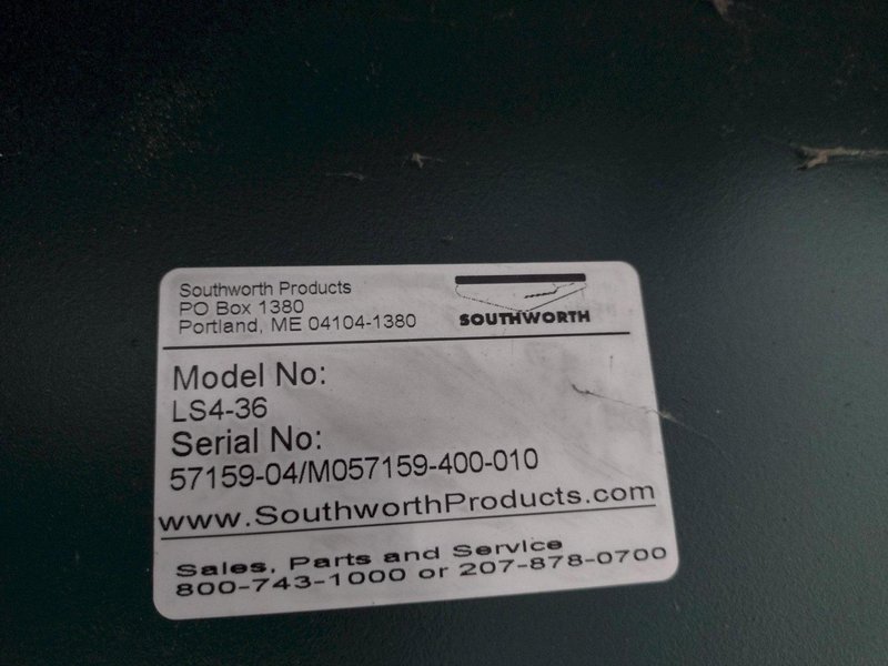 60" X 48" X 3500 LB SOUTHWORTH MODEL #LS4-36 DOUBLE ROLLER TOP LIFT TABLE, 110V SINGLE PHASE: STOCK #20926