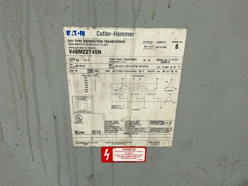 EATON 45 KVA TRANSFORMER   -  V48M22T45N