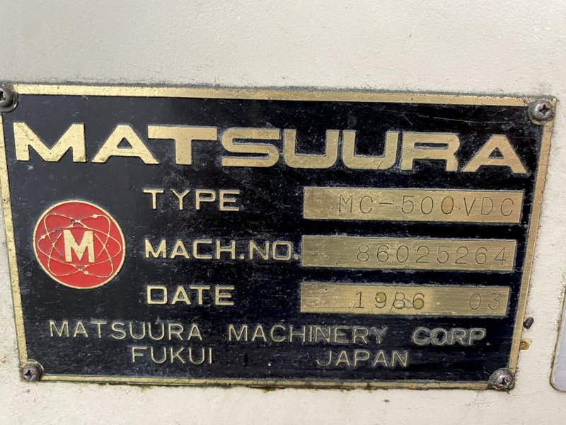 MATSUURA MC-500V-DC TWIN SPINDLE VERTICAL MACHINING CENTER. STOCK # 1052222