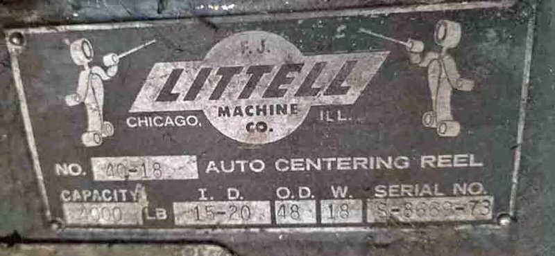 4,000# x 18" Littell Uncoiler