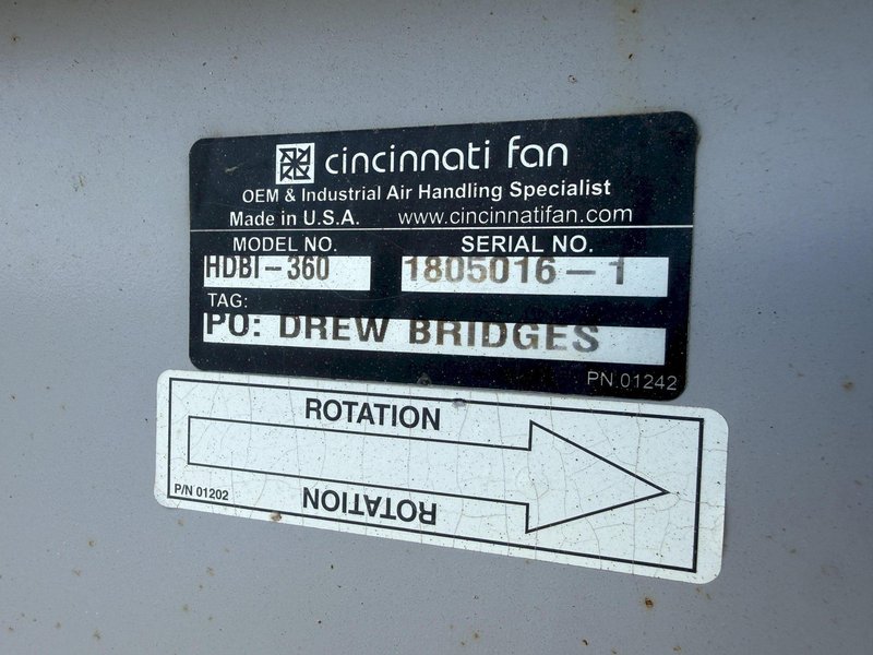 50 HP CINCINNATI MODEL HDBI-360 BLOWER FAN: YOBRO #26003