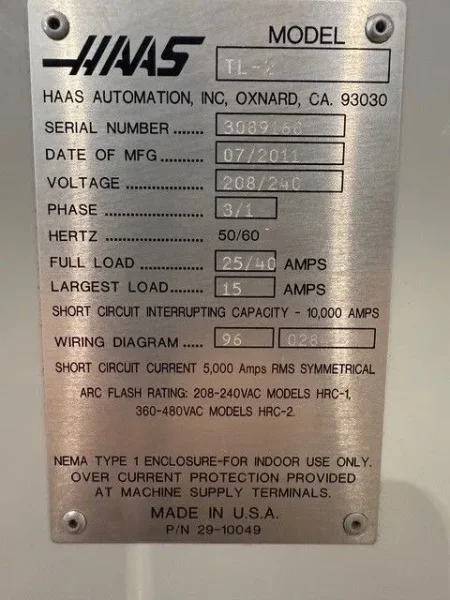 HAAS TL-2 CNC Toolroom Teach Style Lathe 2011’ USA #7375