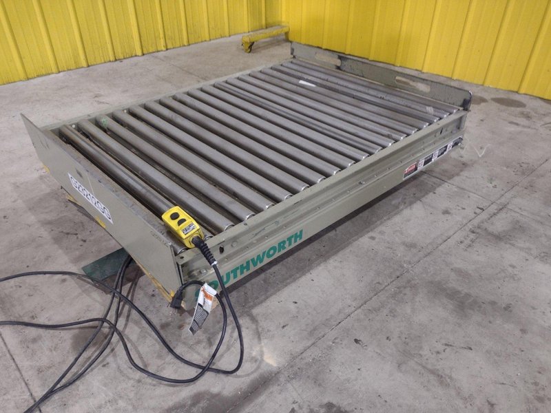 3800 LBS X 60" X 42" SOUTHWORTH MODEL #LS4-36 HYDRAULIC SCISSOR LIFT TABLE WITH ROLLER TOP, 110 VOLT: STOCK #20886