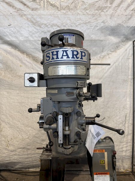 2 HP SHARP VERTICAL MILLING MACHINE W/ KURT VISE. STOCK # 0557025.