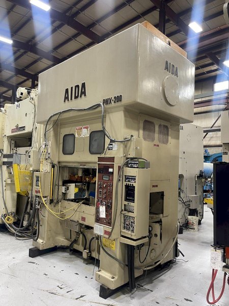 200-TON AIDA PMX-L2-200(1) USED MECHANICAL METAL STAMPING PRESS FOR SALE, YEAR 1990